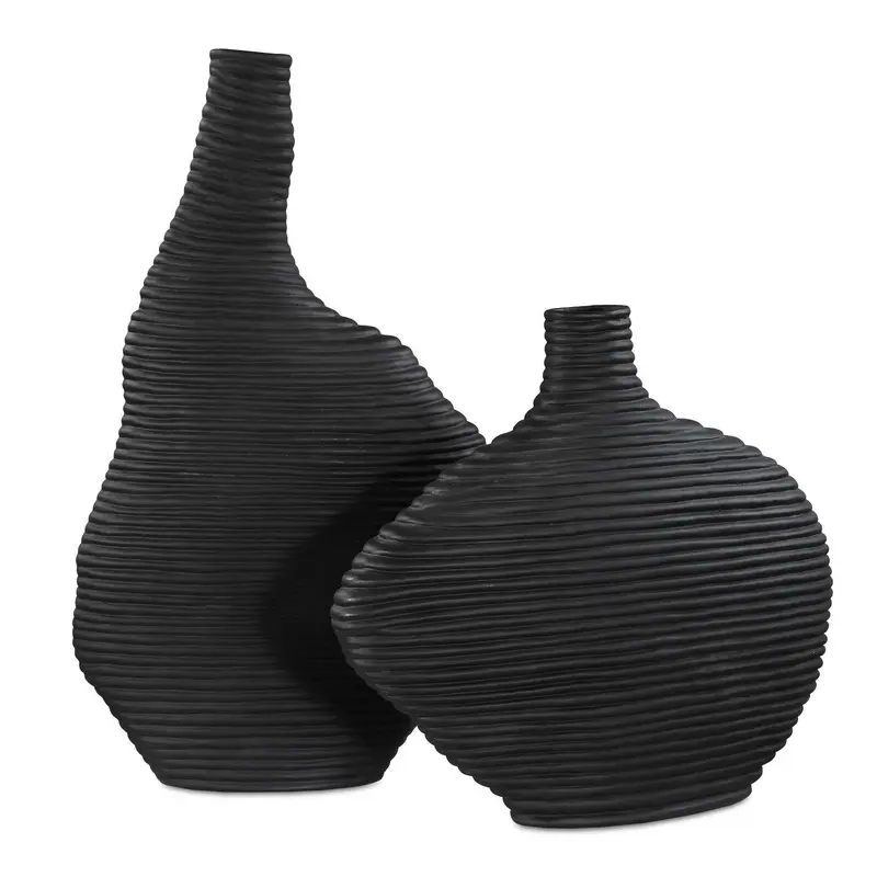 Duostacked Vases Set/2 Matte Black