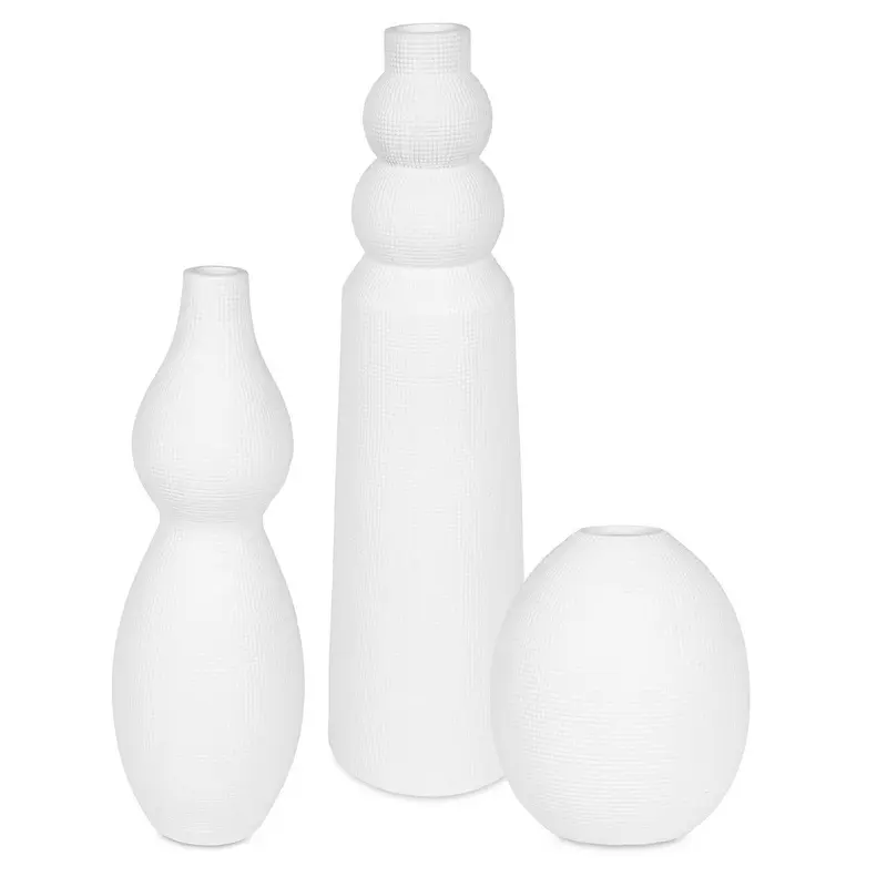 Forma Vases, Set/3 White Ceramic
