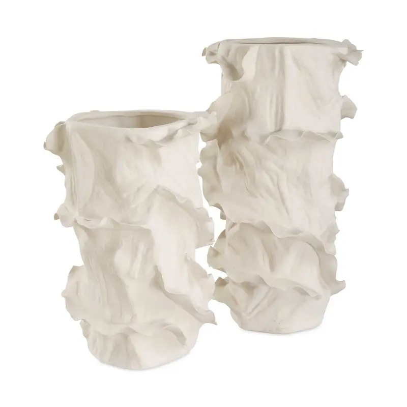 Ripple Crest Vases Set/2 White