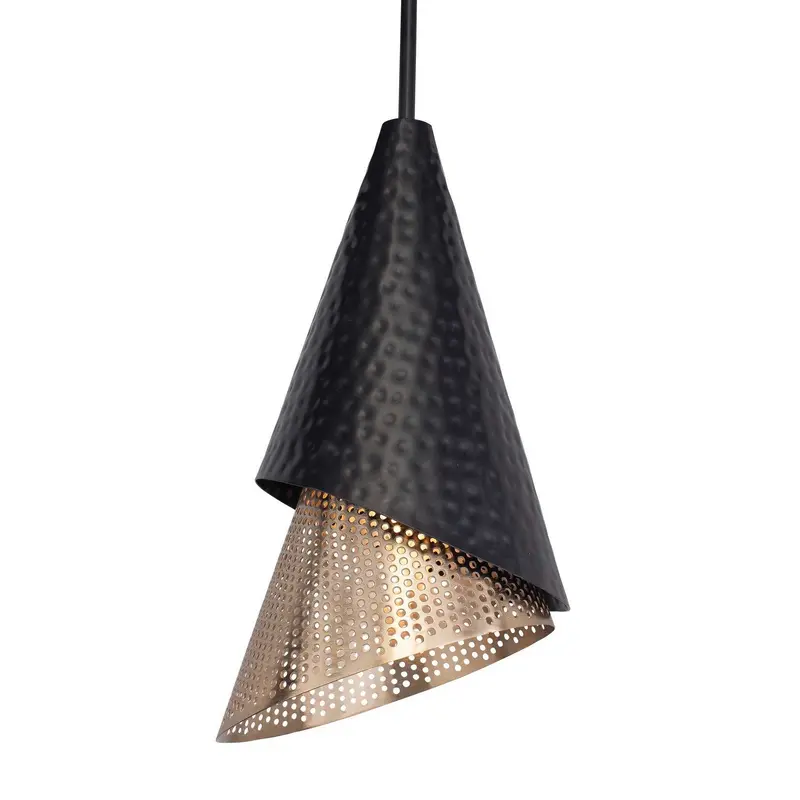 Apollo One Light Pendant Matte Black & Matte Gold