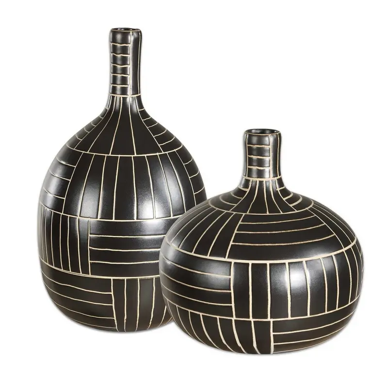 Graphite Vases Set/2 Black