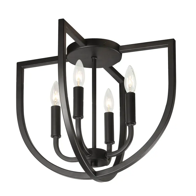 Pamela Four Light Flush Mount Matte Black