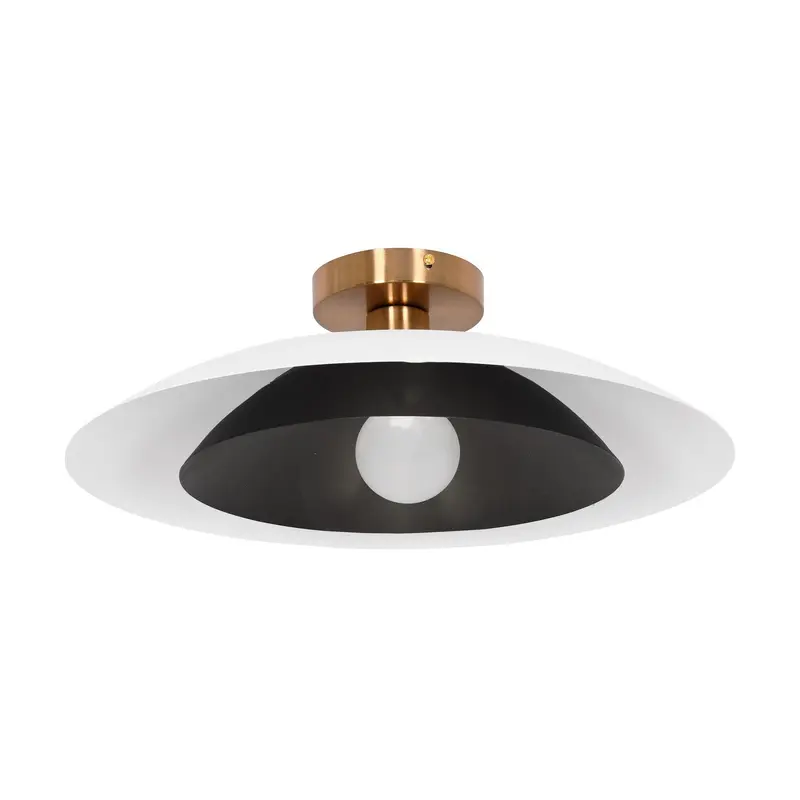 Pima One Light Semi-Flush Mount Matte White & Matte Black