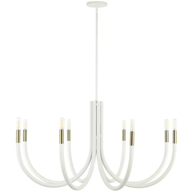 Wand Eight Light Chandelier Sandy White