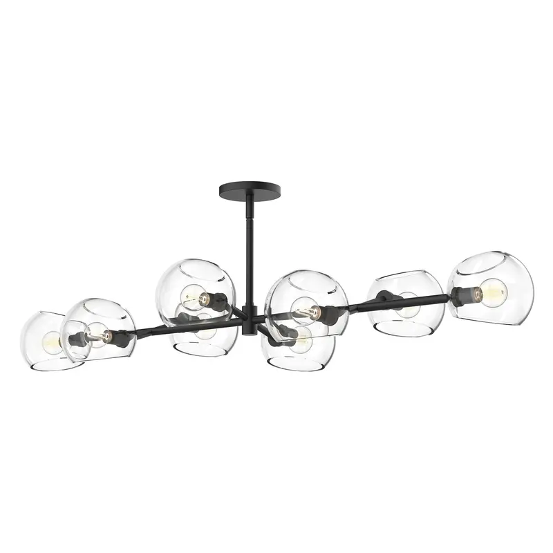 Willow Eight Light Linear Pendant Clear Glass/Matte Black