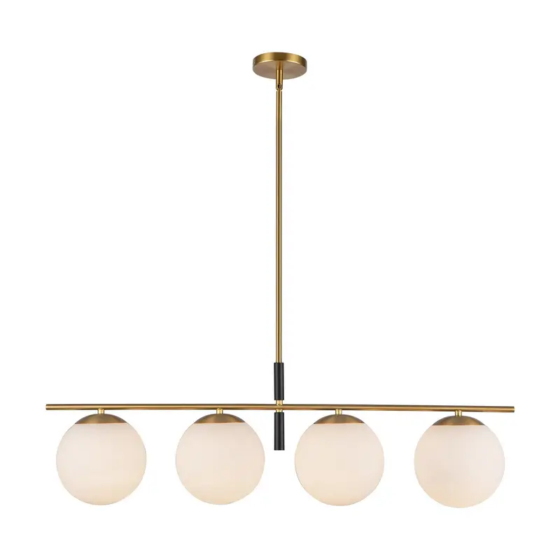 Zuri Four Light Linear Pendant Brushed Gold/Opal Glass
