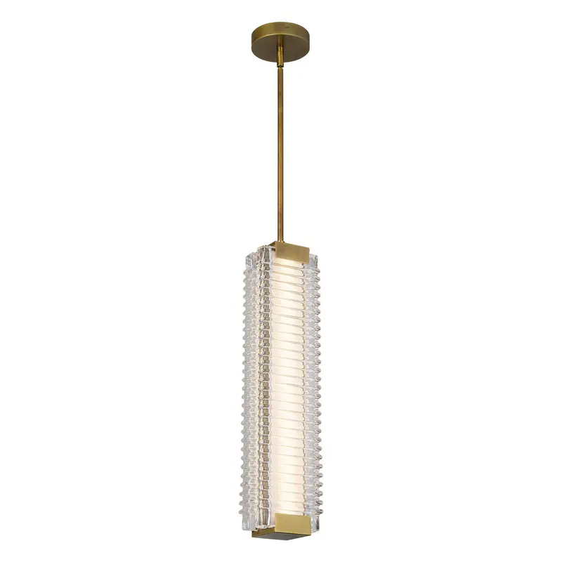 Alai LED Pendant Vintage Brass/Ribbed Glass