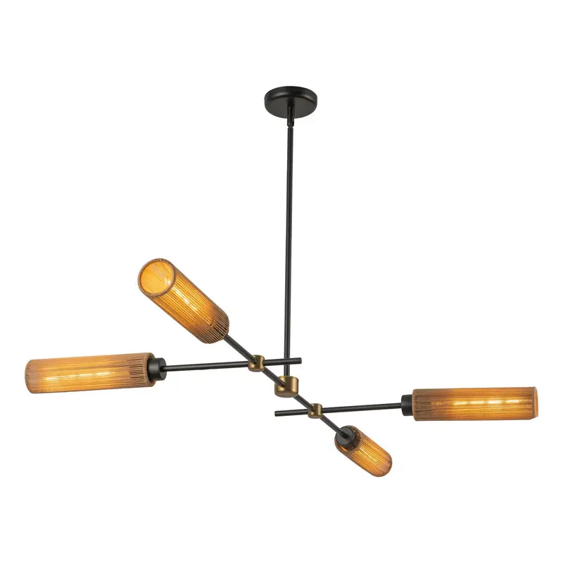 Colby Four Light Linear Pendant Matte Black/Tan Jute