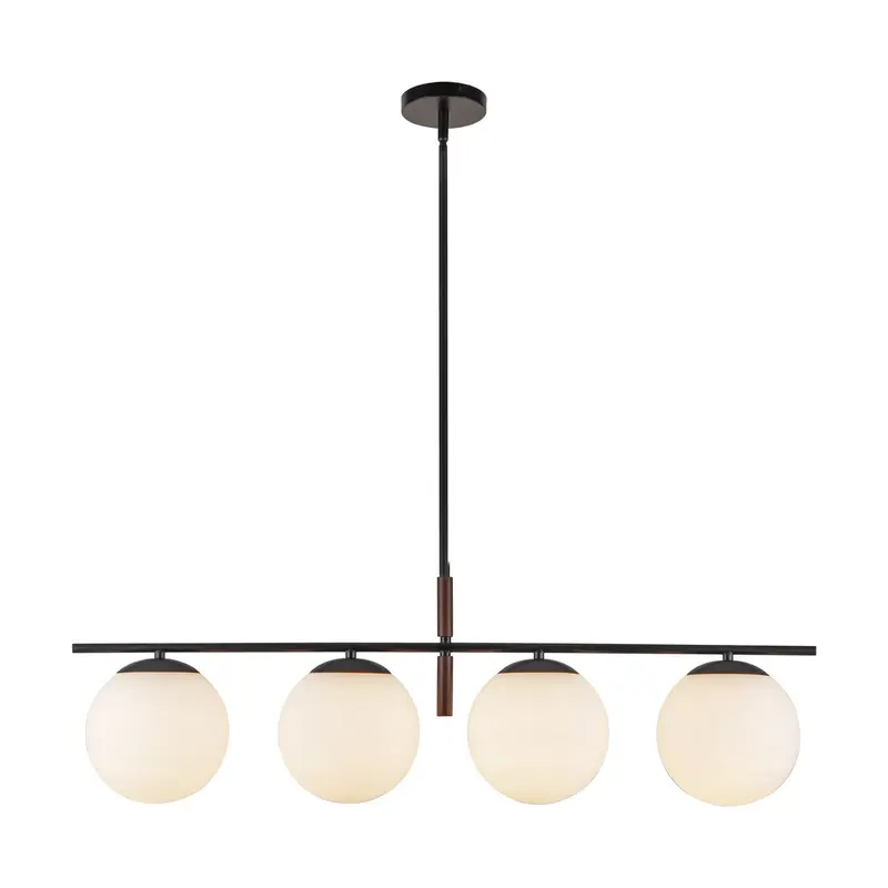 Zuri Four Light Linear Pendant Matte Black/Opal Glass