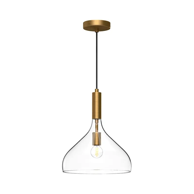 Belleview One Light Pendant Aged Gold/Clear Glass