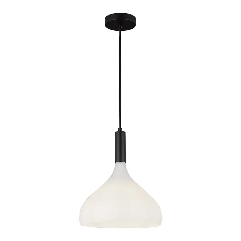 Belleview One Light Pendant Matte Black/Opal Glass