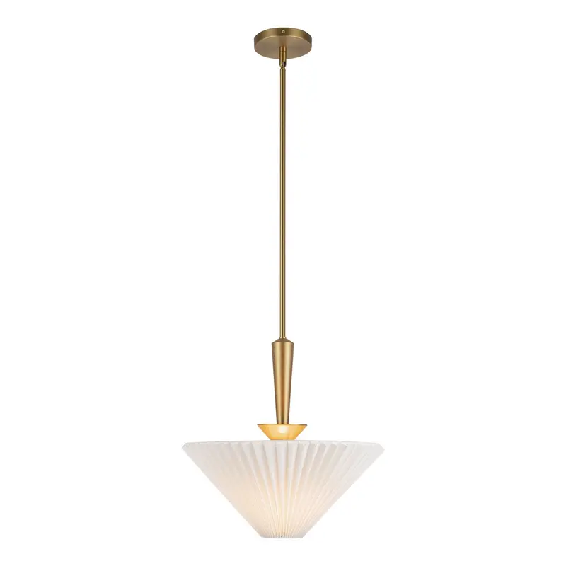 Bridgette One Light Pendant Brushed Gold/Folded White
