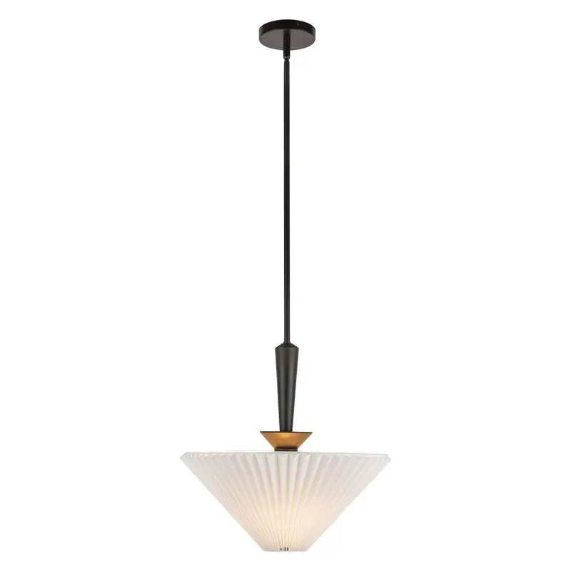 Bridgette One Light Pendant Matte Black/Folded White