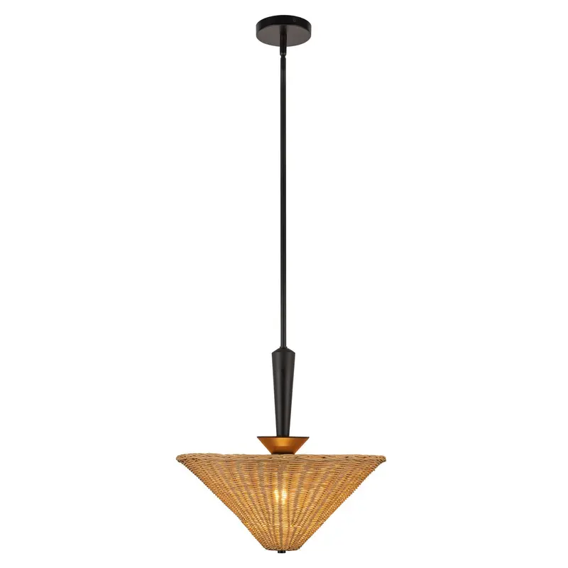 Bridgette One Light Pendant Matte Black/Rattan