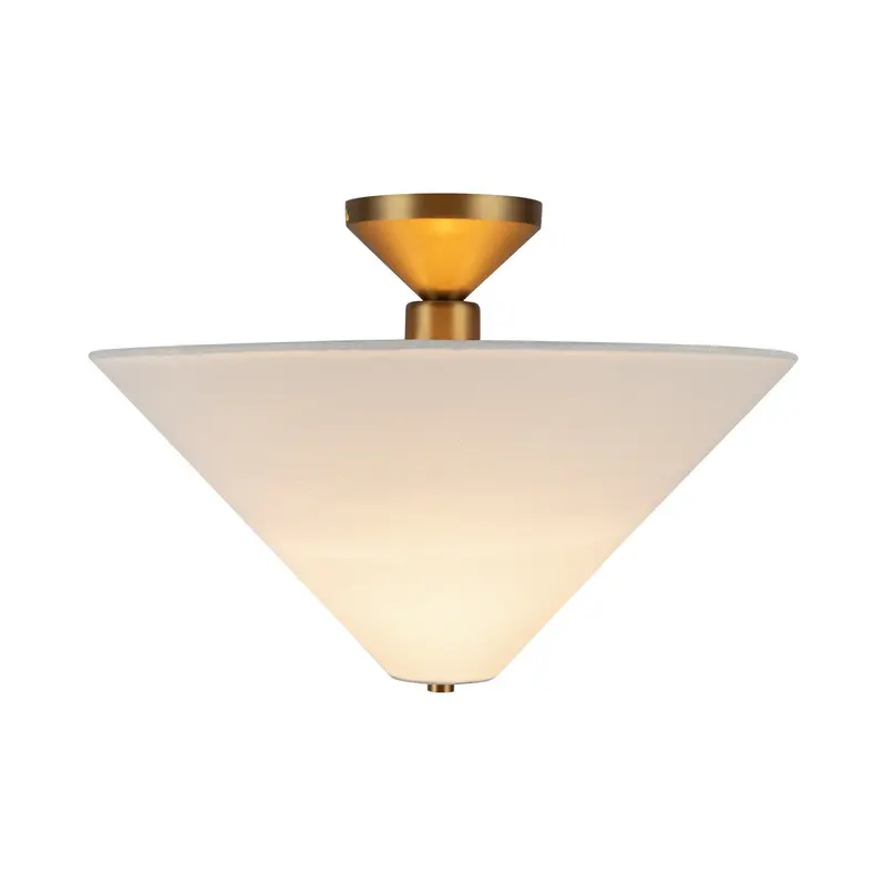 Bridgette One Light Semi-Flush Mount Brushed Gold/White Linen