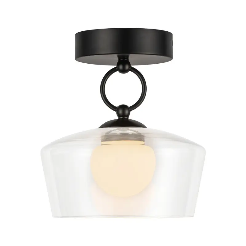 Leota LED Semi Flush Mount Matte Black/Clear Glass
