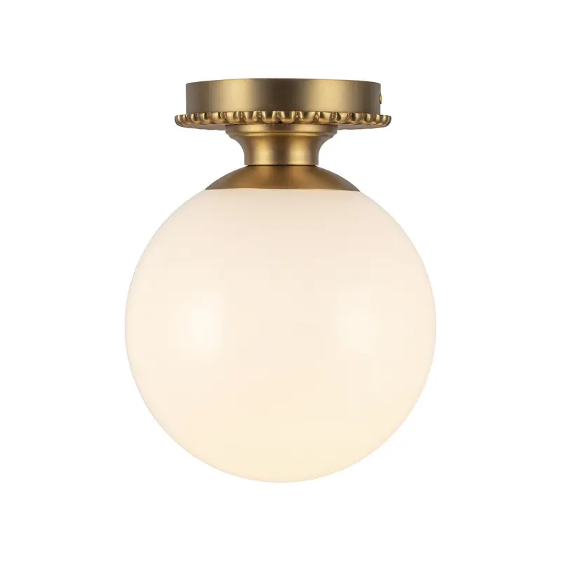 Otis One Light Semi-Flush Mount Brushed Gold/Glossy Opal Glass