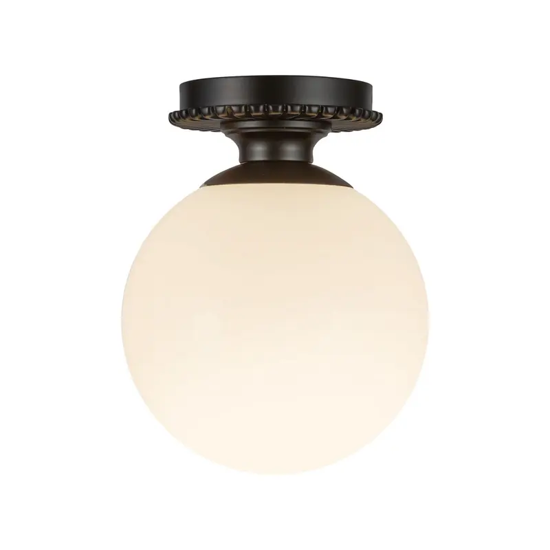 Otis One Light Semi-Flush Mount Matte Black/Glossy Opal Glass