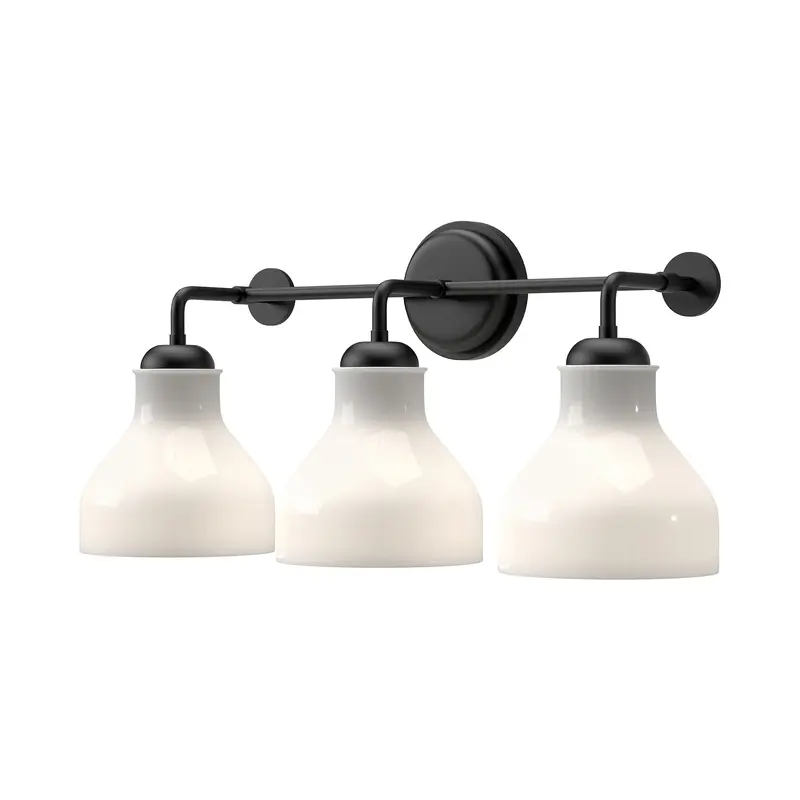 Westlake Three Light Bathroom Fixtures Glossy Opal Glass/Matte Black