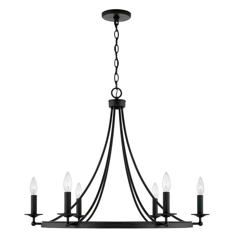 Tempe Six Light Chandelier Black Iron