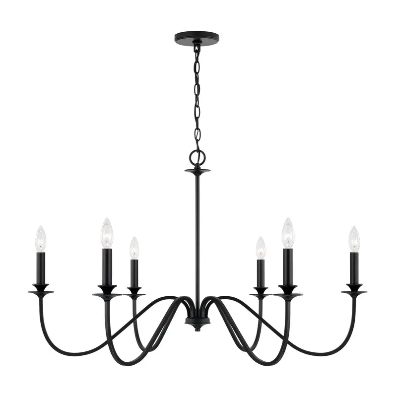 Weston Six Light Chandelier Matte Black
