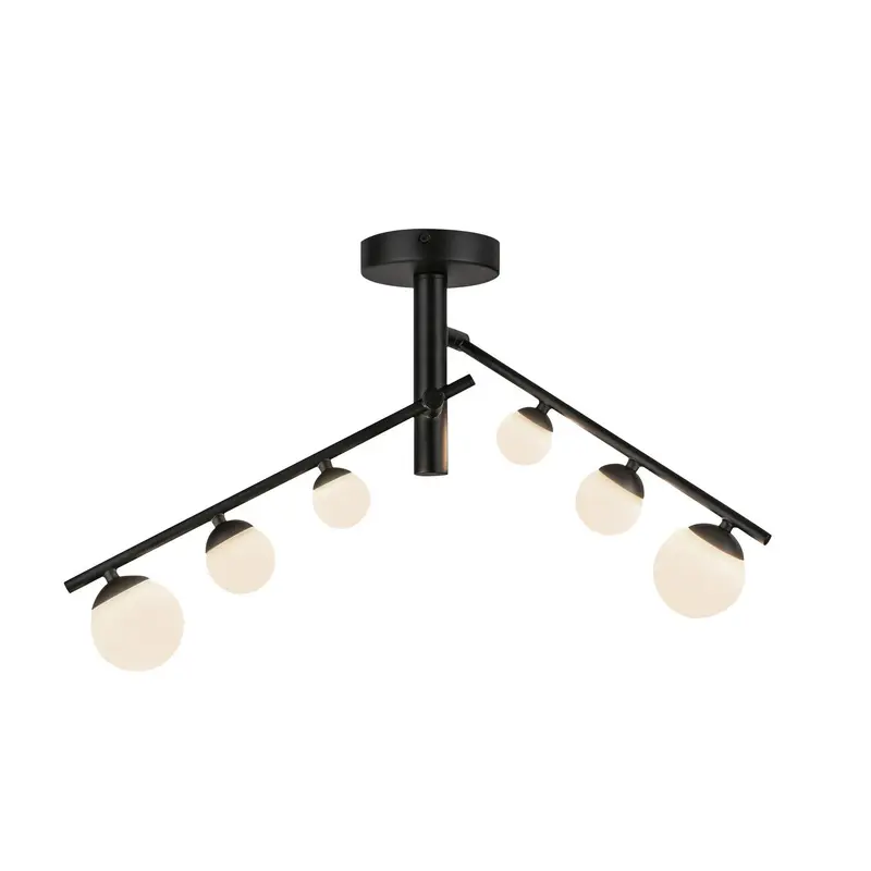 Juniper LED Semi-Flush Mount Black/Opal Glass
