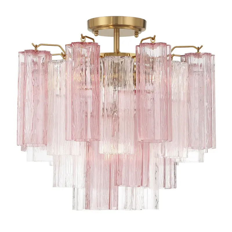 Addis Four Light Semi Flush Mount Aged Brass