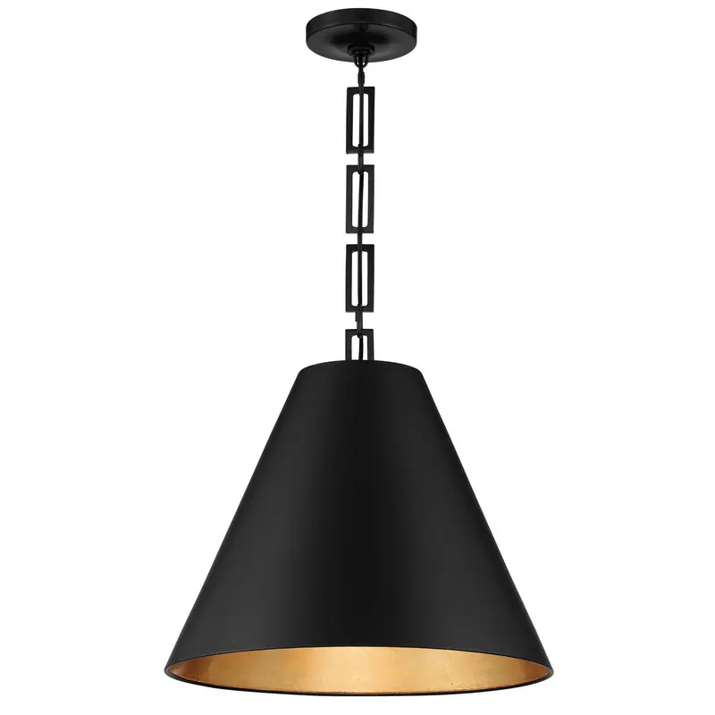Alston Three Light Chandelier Matte Black + Antique Gold