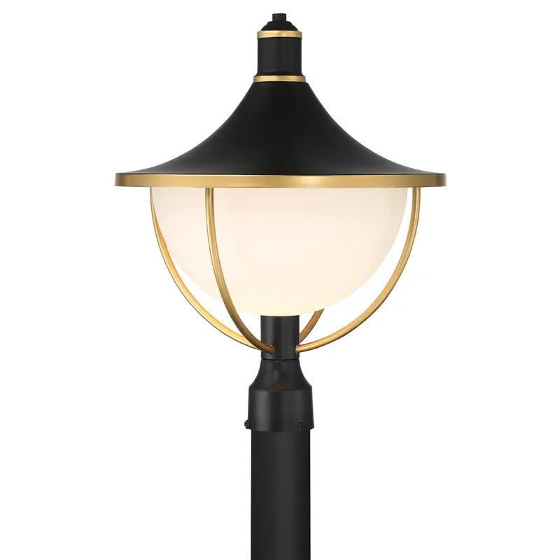 Atlas One Light Outdoor Post Mount Matte Black + Textured Gold