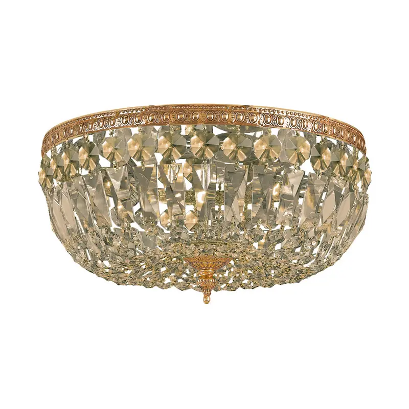 Ceiling Mount Three Light Flush Mount Olde Brass