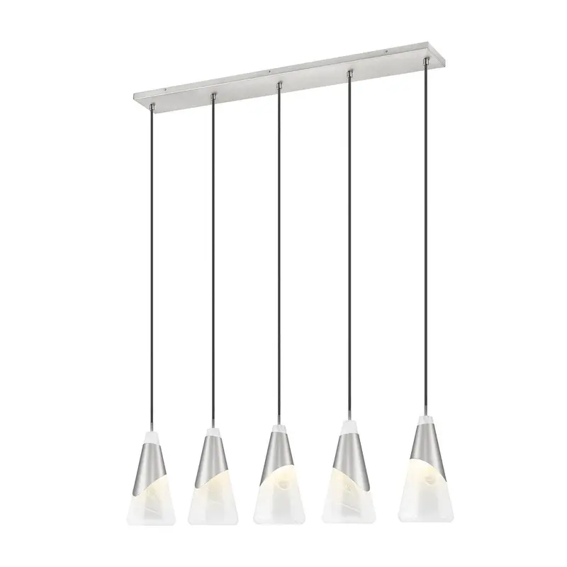 Aimie Five Light Linear Chandelier Brushed Nickel