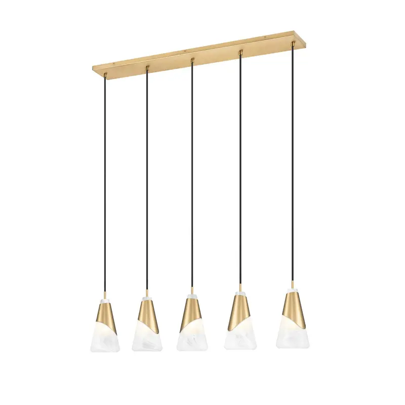 Aimie Five Light Linear Chandelier Modern Gold
