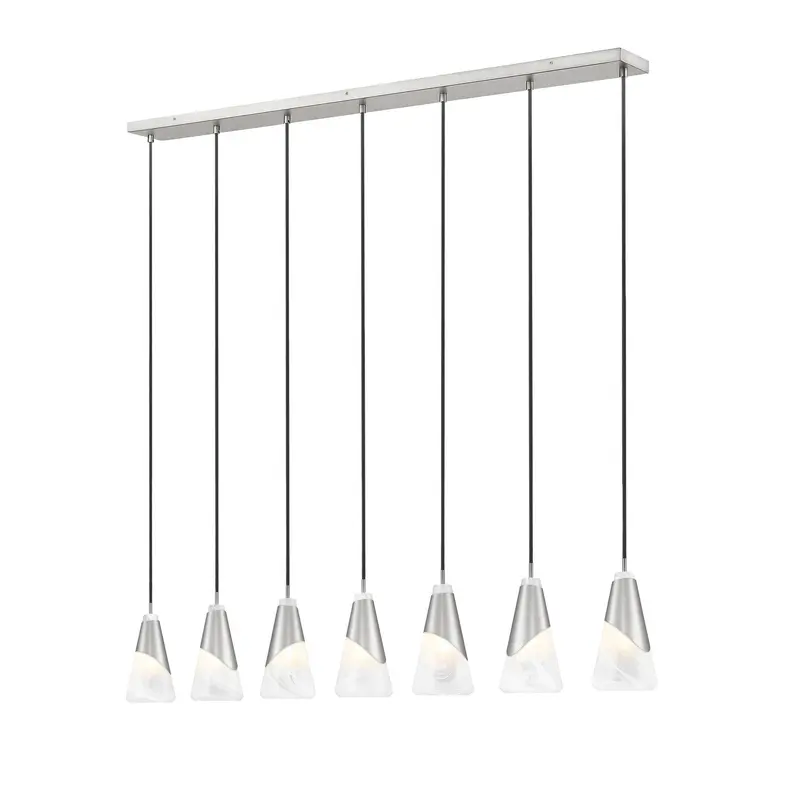 Aimie Seven Light Linear Chandelier Brushed Nickel