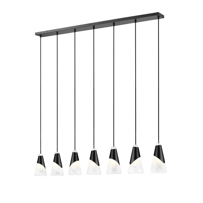 Aimie Seven Light Linear Chandelier Matte Black