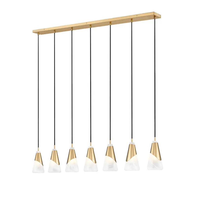 Aimie Seven Light Linear Chandelier Modern Gold