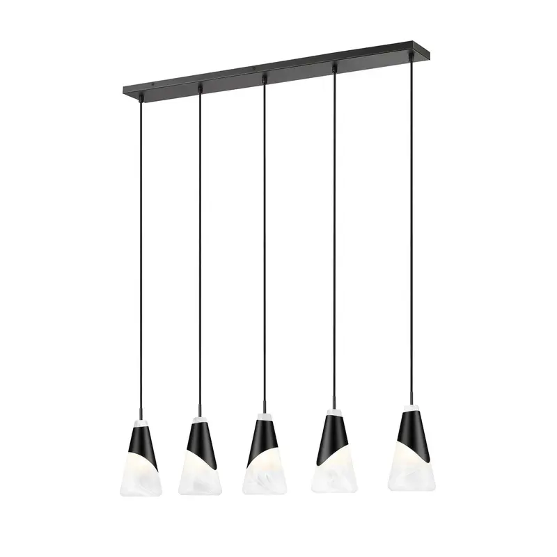 Aimie Five Light Linear Chandelier Matte Black