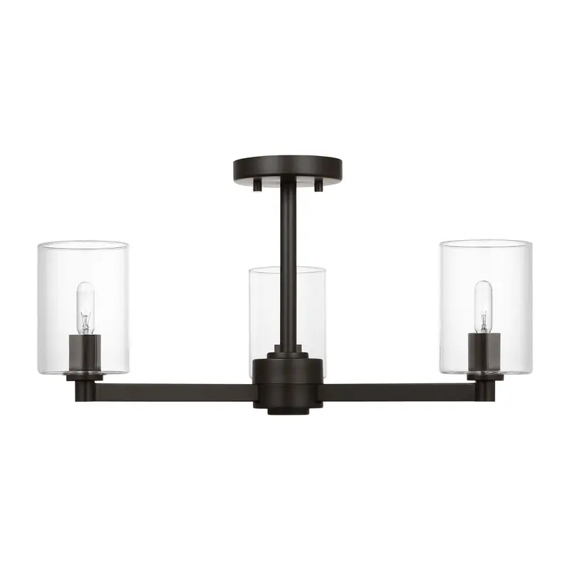 Fullton Three Light Semi-Flush Mount Midnight Black