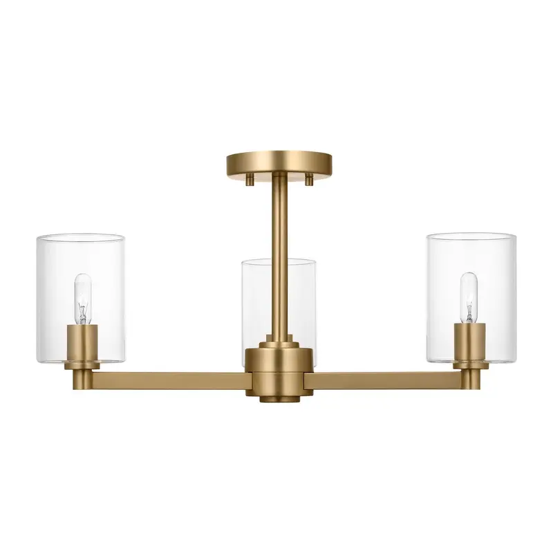 Fullton Three Light Semi-Flush Mount Satin Brass