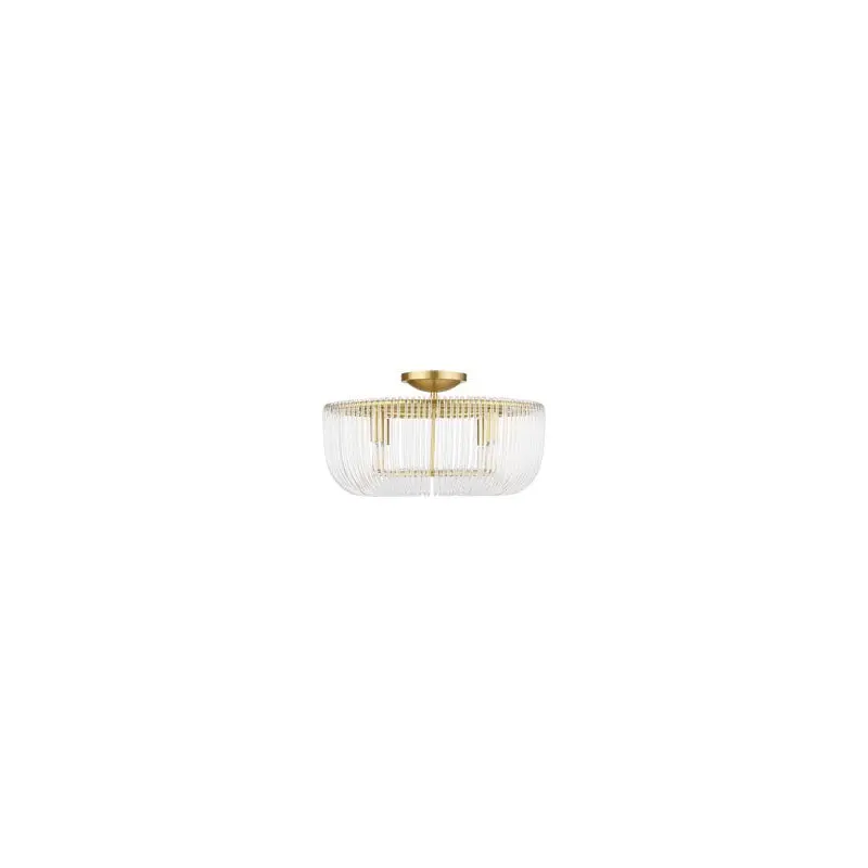 Pierce Four Light Flush Mount Burnished Brass