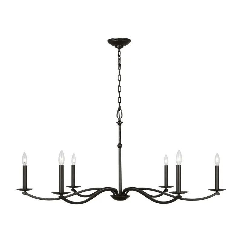 Wellen Six Light Chandelier Aged Iron