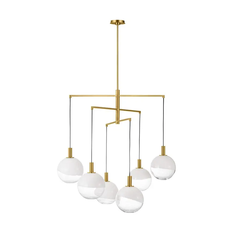 Torian Six Light Chandelier Burnished Brass