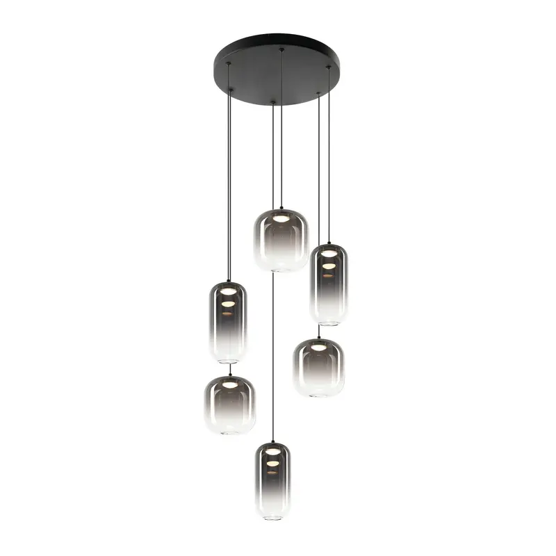 Refrax Six Light Chandelier Matte Black