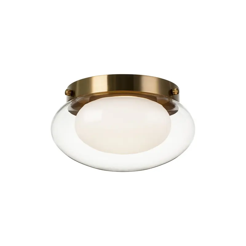 Caspian One Light Flush Mount Aged Gold Brass