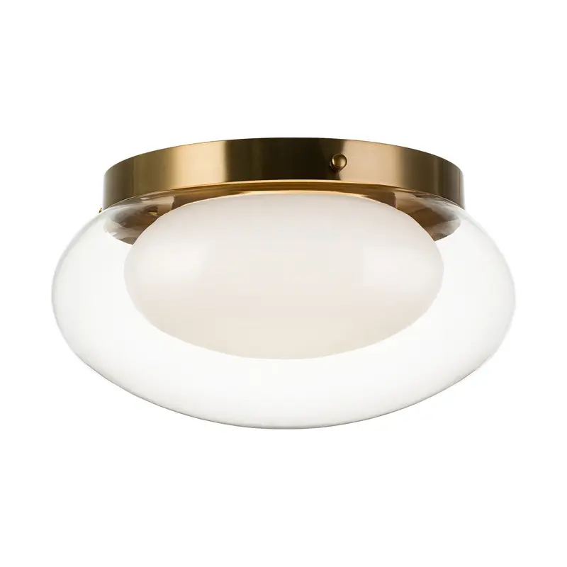 Caspian Three Light Flush Mount Aged Gold Brass