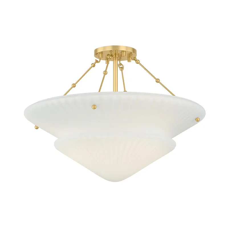 Loburn Three Light Semi Flush Mount Aged Brass