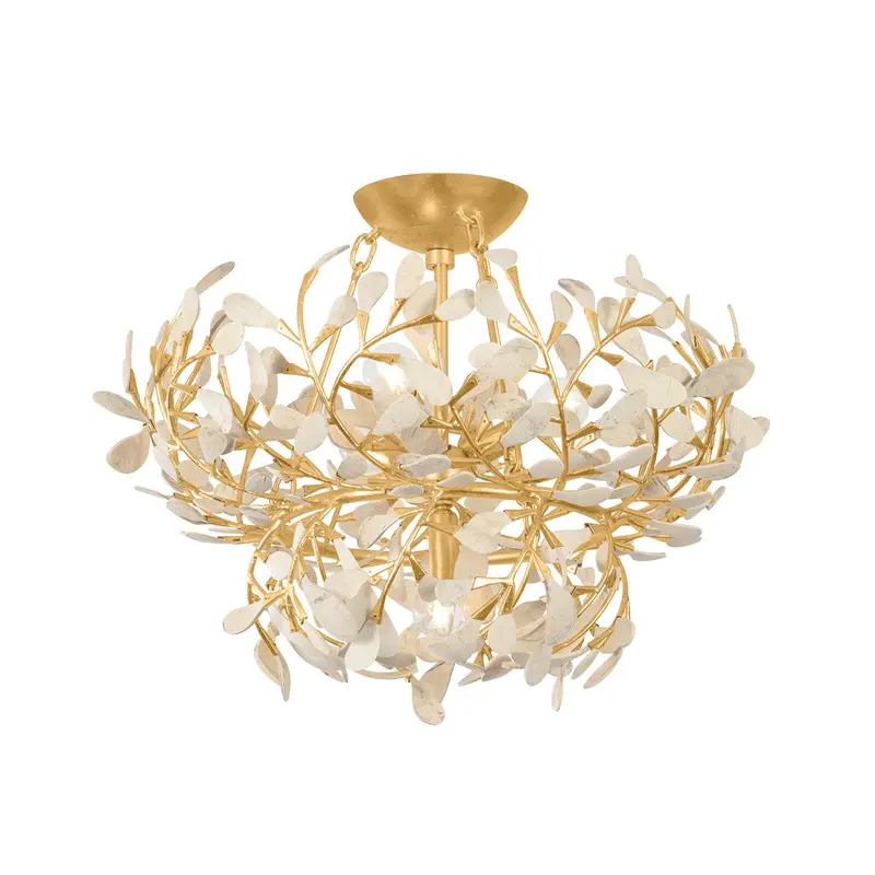Maybrook Four Light Semi Flush Mount Vintage Gold Leaf