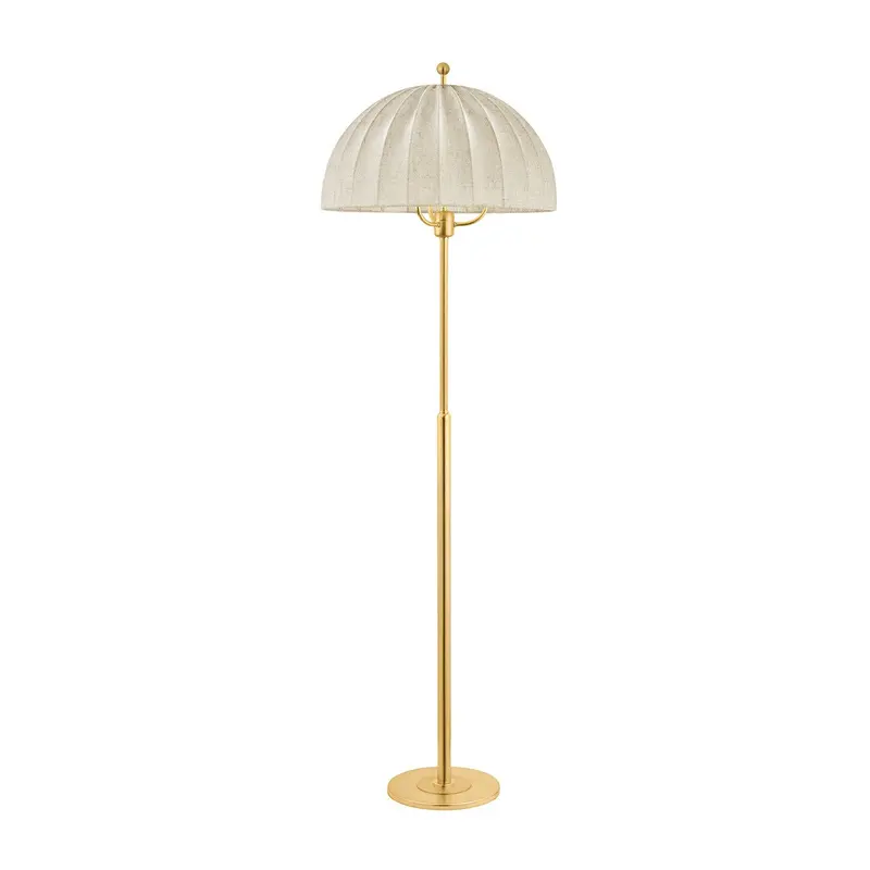 Palmetto Three Light Floor Lamp Aged Brass