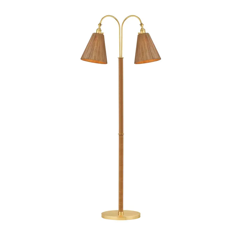 Ruthin Two Light Floor Lamp Aged Brass
