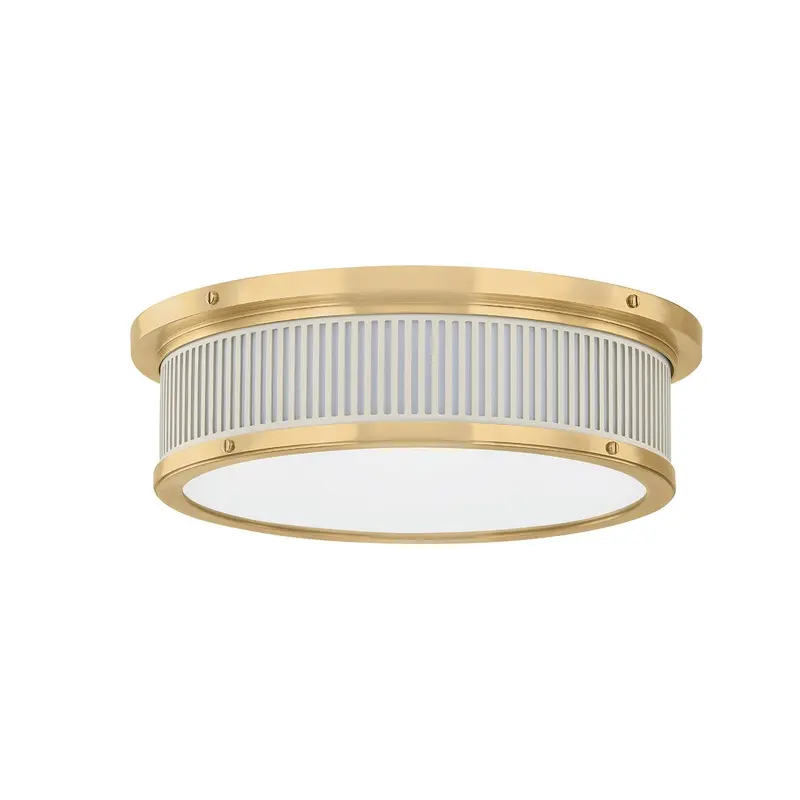 Ashdown LED Flush Mount Aged Brass/Off-White