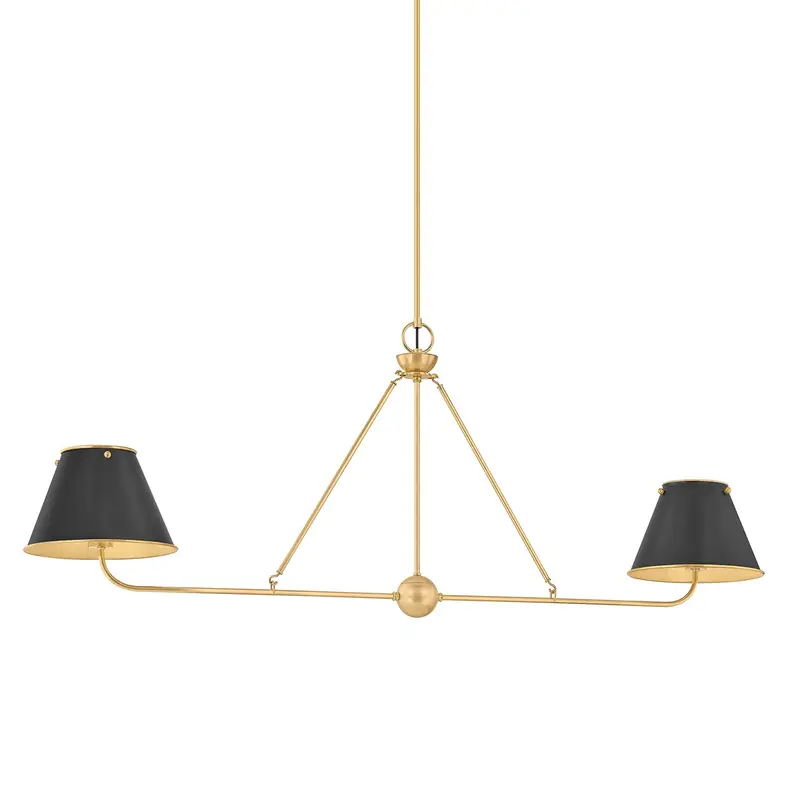 Burghley Two Light Linear Aged Brass/Distressed Bronze
